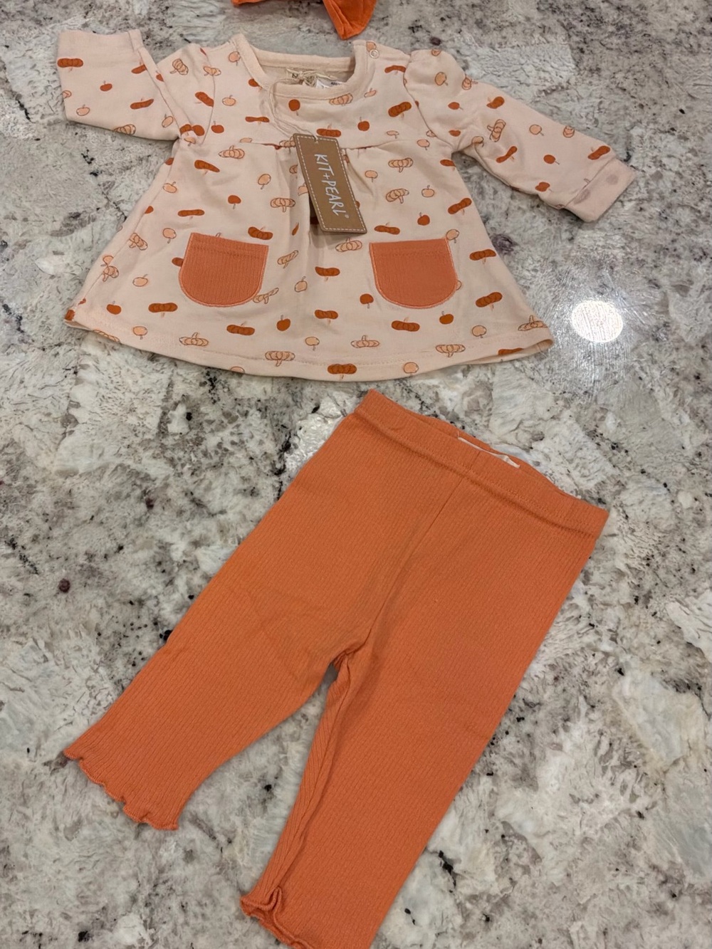 Peach Pumpkin-Print Baby Matching Set